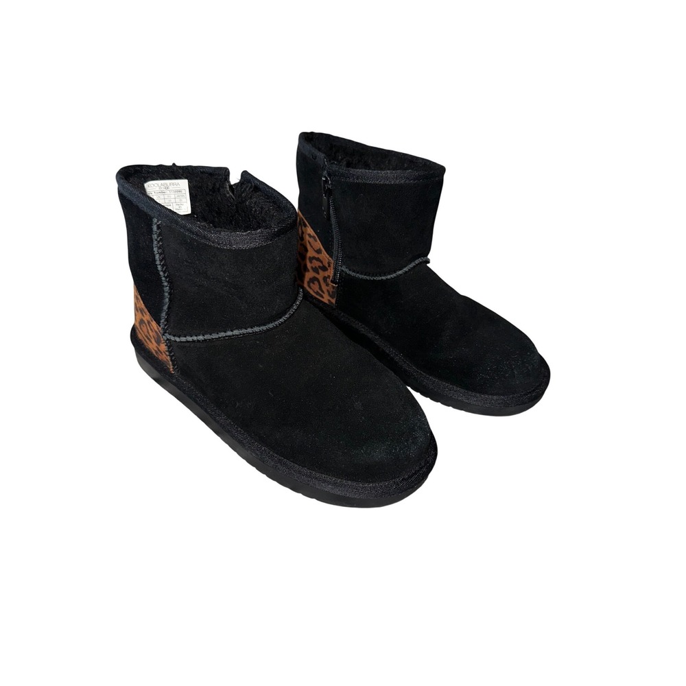 Koolaburra by UGG Womens Victoria Mini Black Suede Leopard‎ Print Boots Size 3